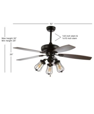 Lucas 52" Caged 3-Light, Wood Led Ceiling Fan