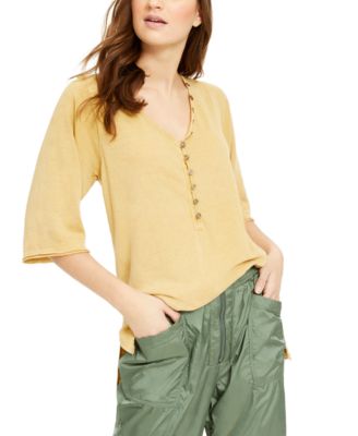 Free People - Morgan Raw-Edge Henley Top