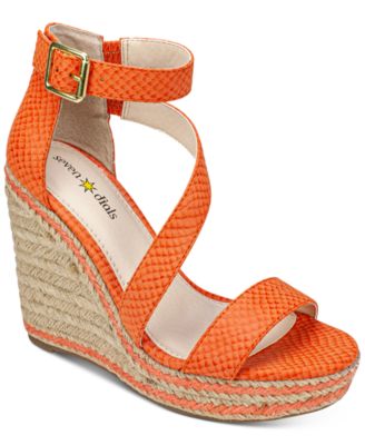 orange wedges shoes
