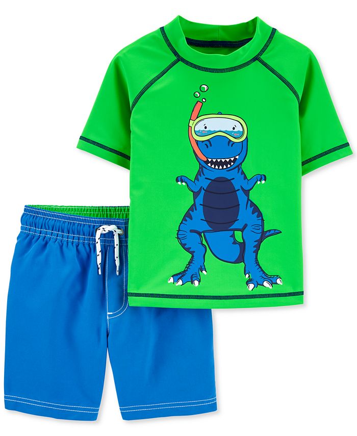 Kiko & Max Toddler Boys Blue American Flag Dog Rash Guard Shirt & Swim Trunks 4T 