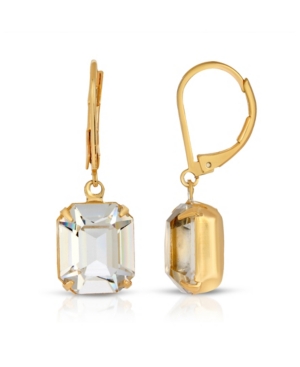 image of 2028 Gold-Tone Octagon Drop Earrings Made with Swarovski Crystals