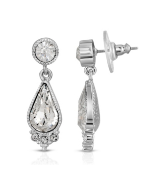 image of 2028 Silver-Tone Teardrop Earrings Made with Swarovski Crystals
