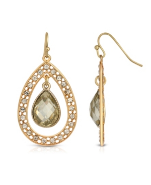 image of 2028 Gold-Tone Crystal Suspended Teardrop Earrings