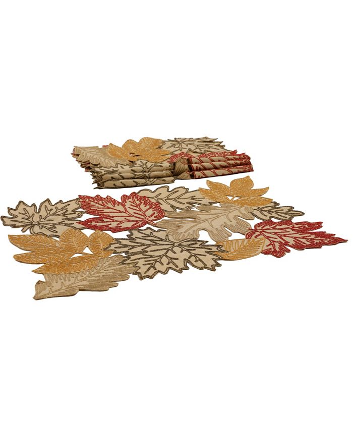 Manor Luxe Autumn Leaves Embroidered Cutwork Placemats Set of 4 Macy's