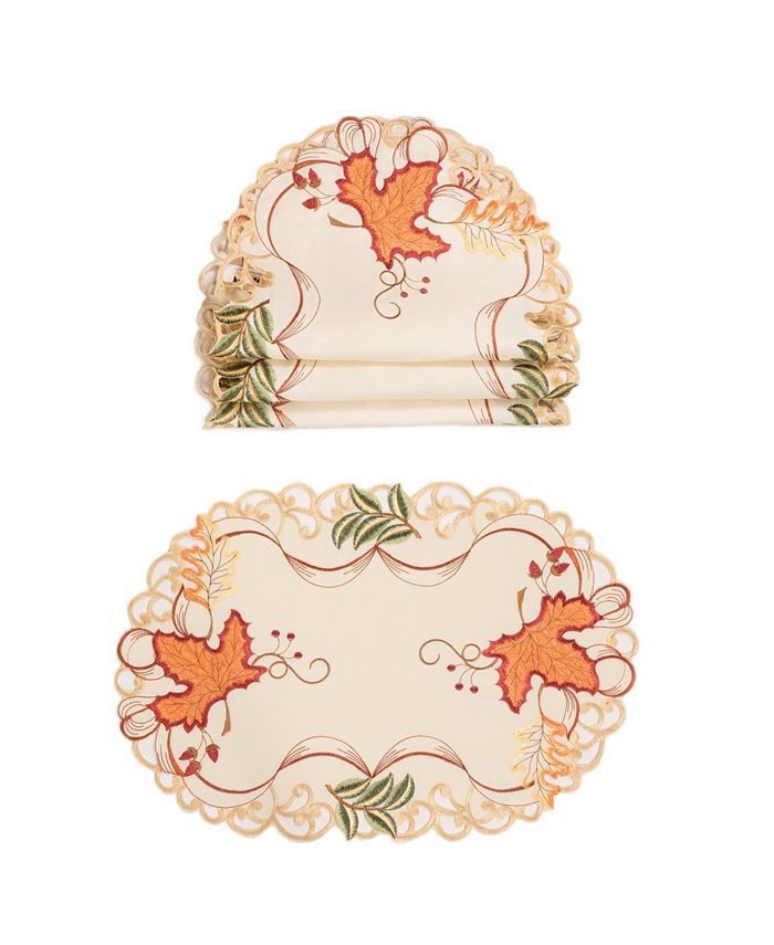 Manor Luxe Falling Leaves Embroidered Cutwork Placemats Set of 4 Macy's