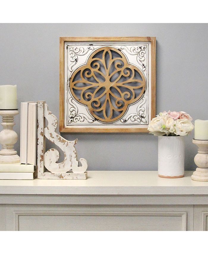 Stratton Home Décor Stratton Home Decor Wood and Metal Square Wall