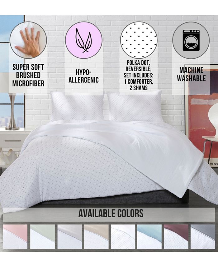 Ella Jayne Reversible Microfiber Polka Dot Full/Queen Comforter 3 Piece