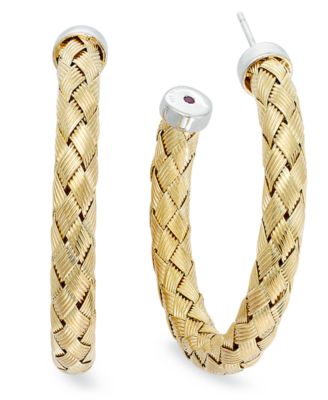 The Fifth Season by Roberto Coin - The Fifth Season By Roberto Coin 18k Gold and White Gold over Sterling Earrings, Medium Woven Hoops