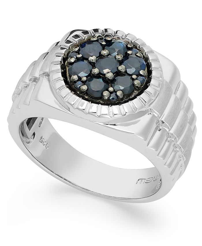 Macy's Men's Sterling Silver Ring, Black Sapphire Ring (1-3/8 ct. t.w ...