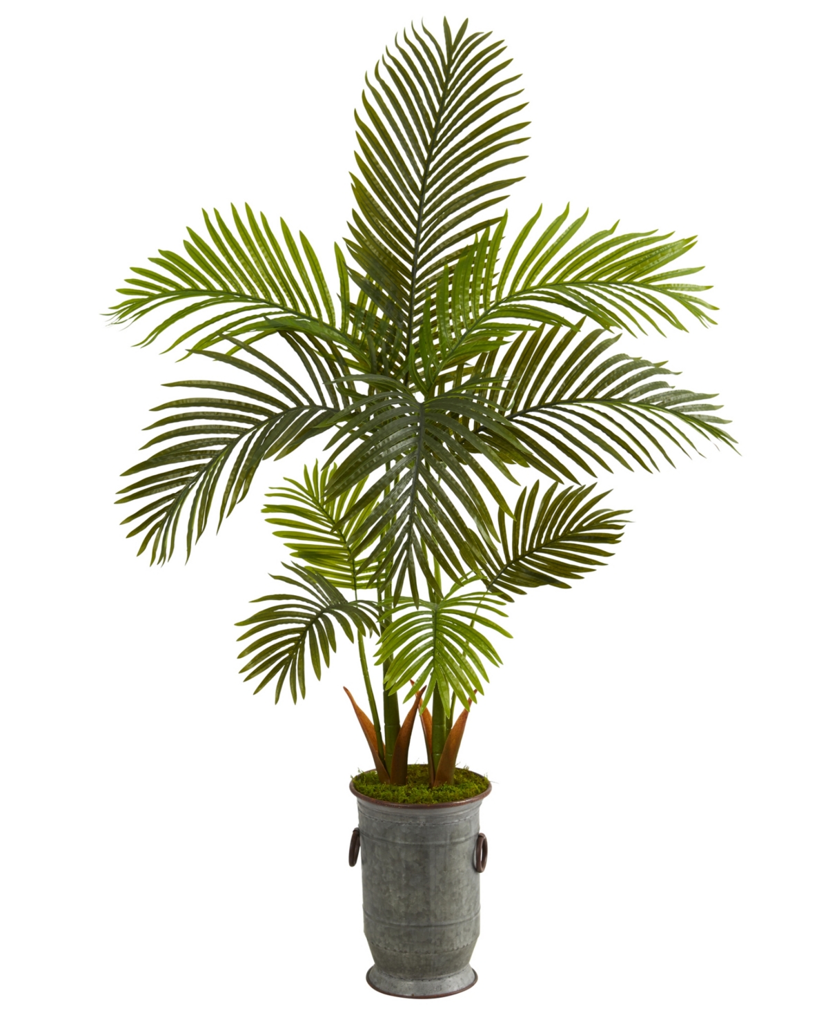 58in. Areca Palm Artificial Tree in Vintage Metal Planter - Green