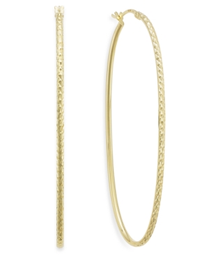 image of Diamond-Cut Oval Hoop Earrings in 14k Gold Vermeil, 60mm