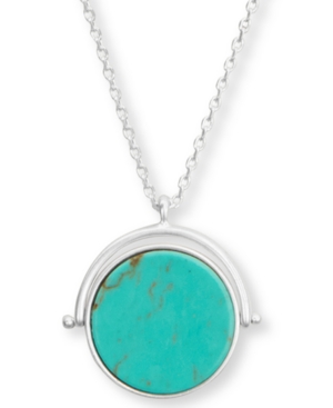 image of Lucky Brand Silver-Tone Stone Flip-Charm Pendant Necklace, 32
