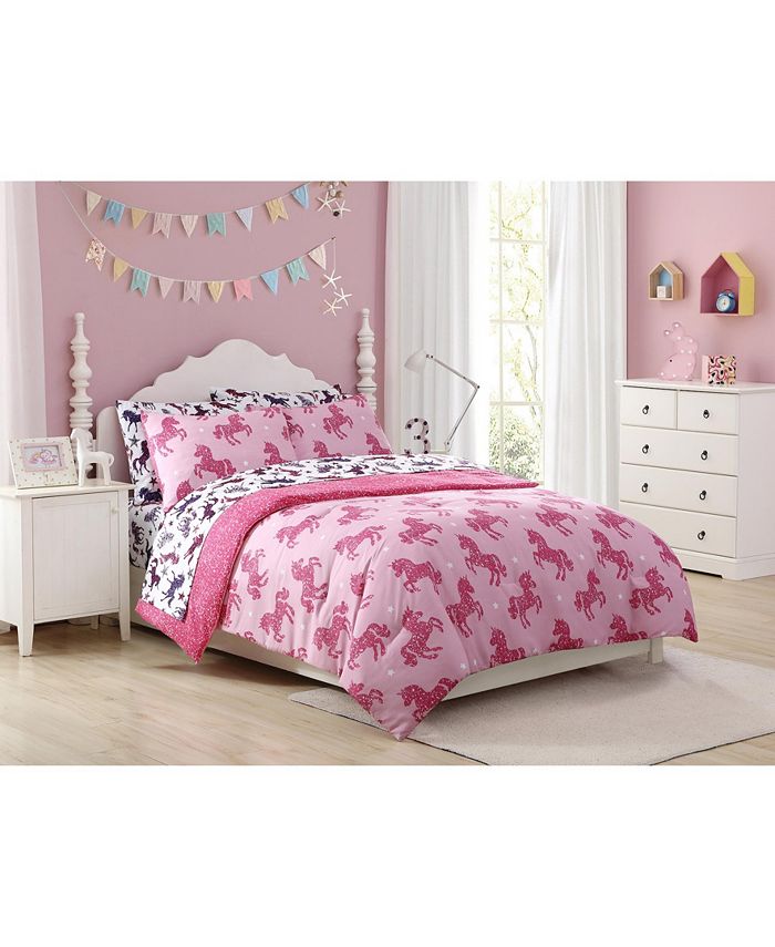Home MHF Home Kids Shimmering Glitter Unicorn Twin Comforter Set