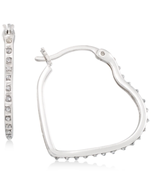 image of Giani Bernini Diamond Accent Heart Hoop Earrings in Platinum over Sterling Silver, Created for Macy-s