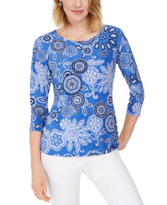 JM Collection Printed Jacquard Top, Created for Macy's - Macy's
