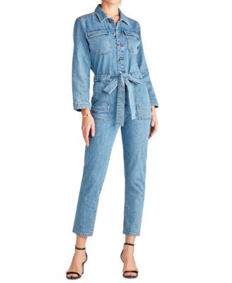 macy's blue jean jumpsuit