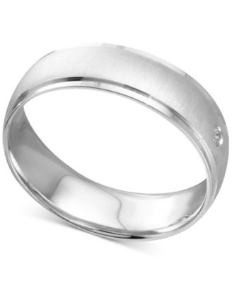 Men's Diamond Accent Textured Band in White Gold