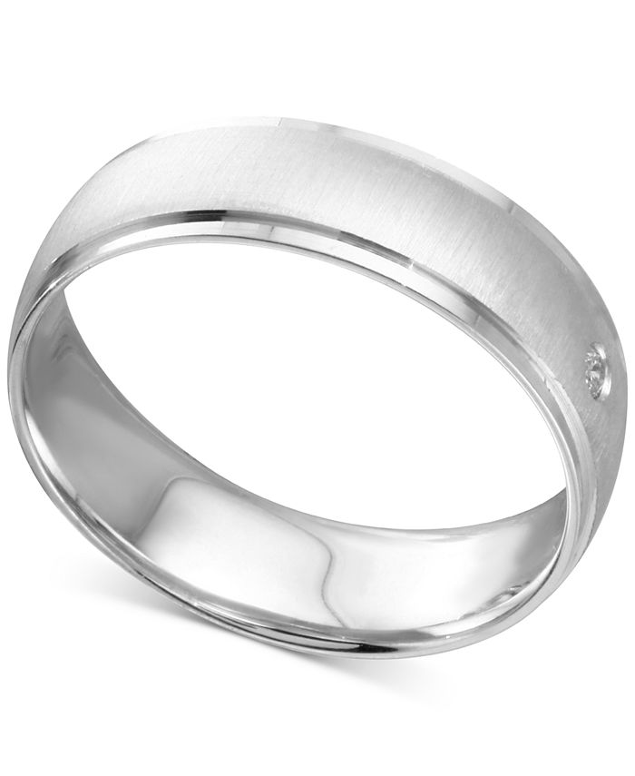 Macy's - Men's Diamond Accent Textured Band in White Gold