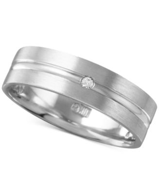 Macy's Men's Diamond Accent Polished Band in White Gold - Macy's