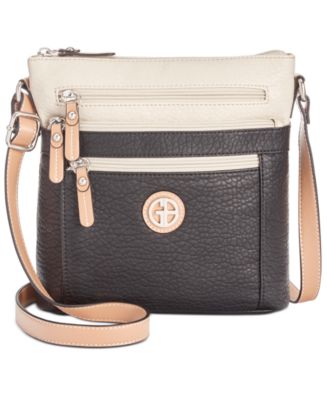Giani Bernini Gold Logo Faux Leather Crossbody Handbag Purse 