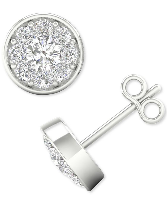 Forever Grown Diamonds LabCreated Diamond Halo Stud Earrings (1/2 ct
