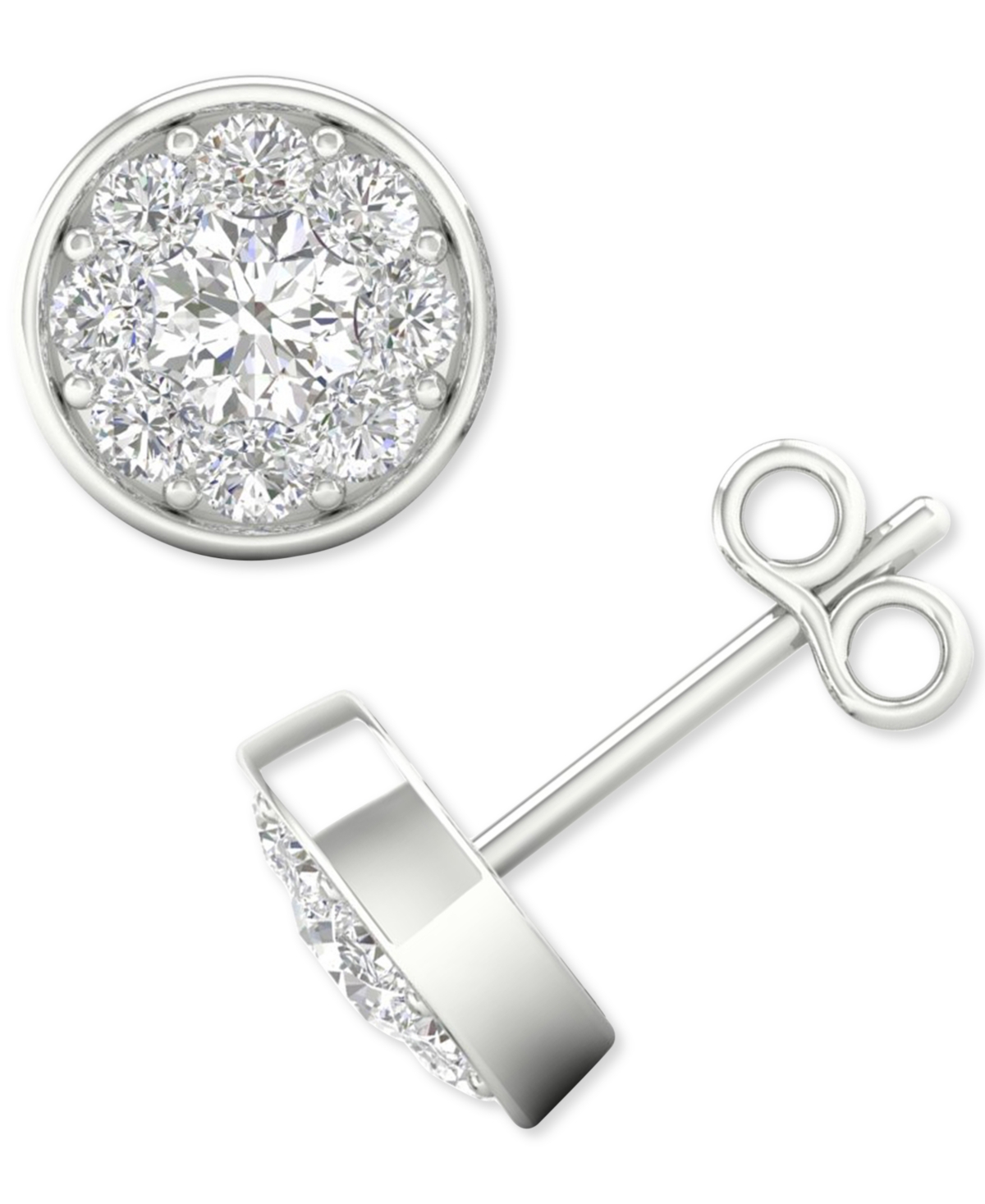 Forever Grown Diamonds Lab-Created Diamond Halo Stud Earrings (1/2 ct. t.w.) in Sterling Silver