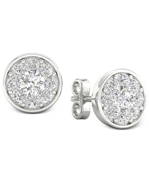 Forever Grown Diamonds LabCreated Diamond Halo Stud Earrings (1/2 ct