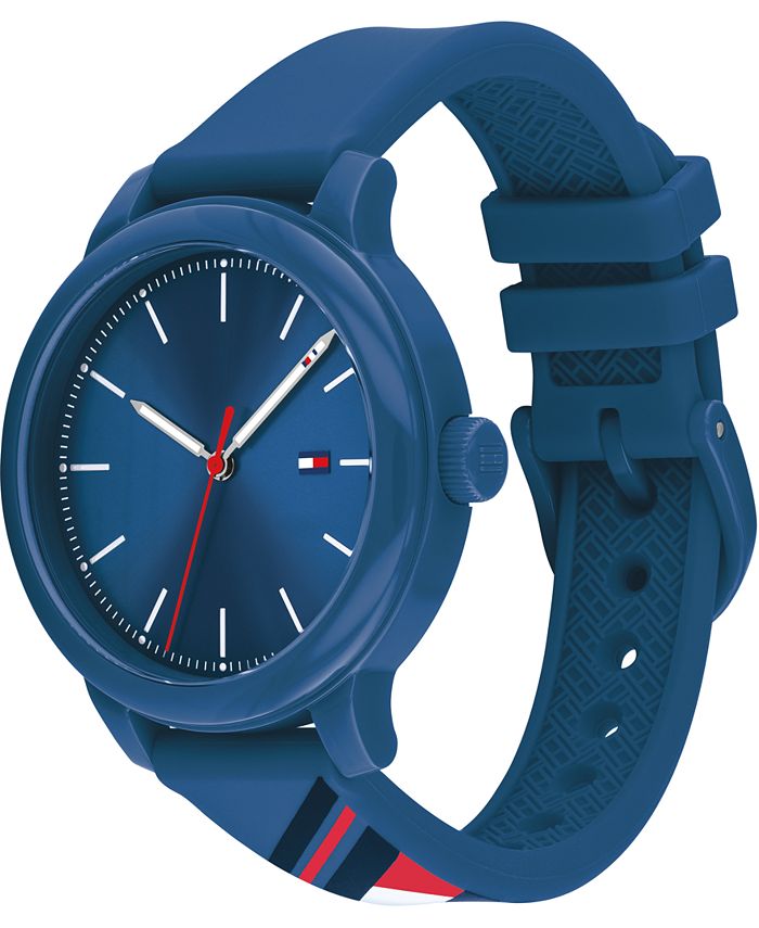 Tommy Hilfiger Women's Blue Silicone Strap Watch 38mm, Created for Macy