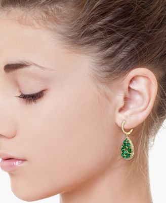 EFFY&reg; Emerald (3-1/2 ct. t.w.) & Diamond (3/8 ct. t.w.) Drop Earrings in 14k Gold