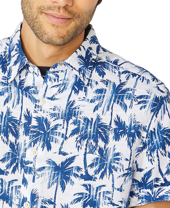 Nautica Men's Blue Sail Linen Palm-Print Shirt, Created for Macy's ...