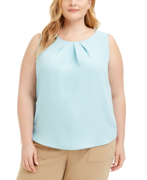 image of Nine West Plus Size Pleated-Neck Blouse
