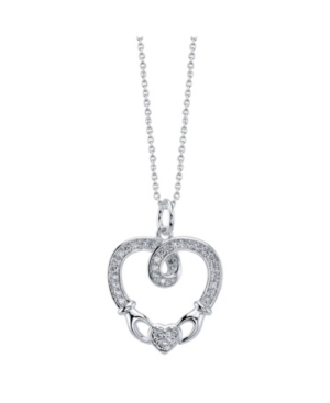 image of Gratitude & Grace Fine Silver Plated Cubic Zirconia Celtic Heart Pendant Necklace