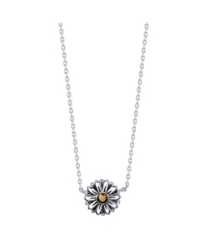 image of Unwritten Two-Tone Fine Plated Silver Flower Necklace with Gold Center