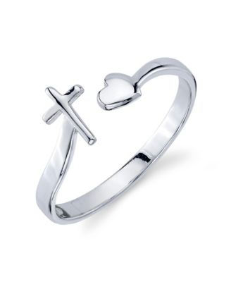 Unwritten - Silver Plated Cross And Heart Ring