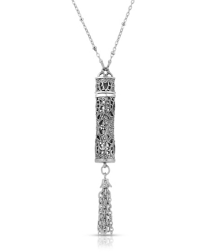 image of 2028 Pewter Filigree Vial with Tassel Necklace