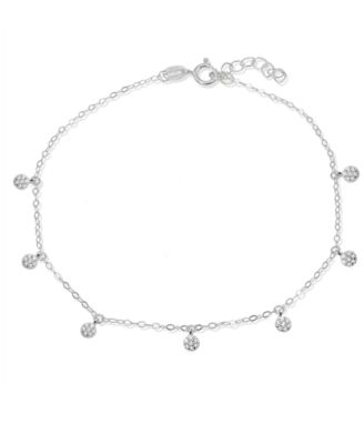 Giani Bernini - Cubic Zirconia Pav&eacute; 7 Mini Disc Drops Ankle Bracelet in Sterling Silver or 18K Gold-Plated Sterling Silver