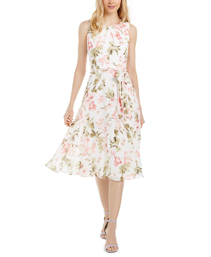 Jessica Howard Floral Chiffon Midi Dress - Macy's