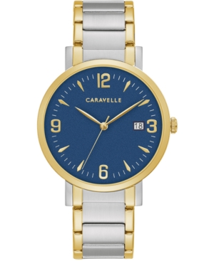 Caravelle Men's Two-tone Stainless Steel Bracelet Watch 39mm In Blue