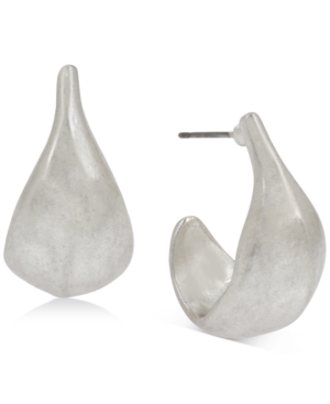 image of Robert Lee Morris Soho Silver-Tone Small Sculptural Hoop Earrings, 0.75