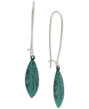 image of Robert Lee Morris Soho Silver-Tone Patina Leaf Drop Earrings