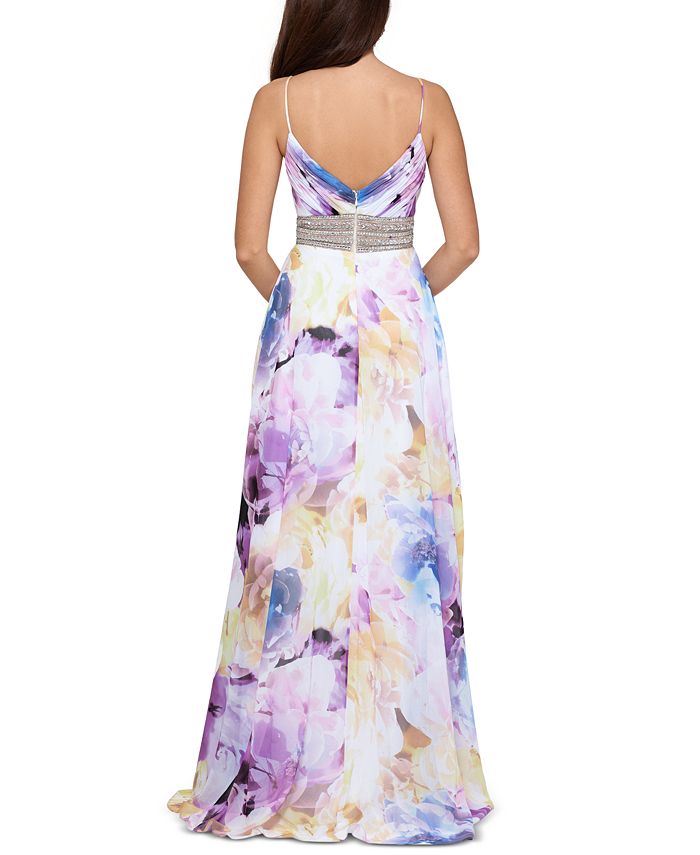 xscape raised floral gown
