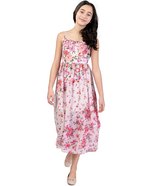 Bonnie Jean Big Girls Floral Chiffon Maxi Dress & Reviews - All Girls&#39; Dresses - Kids - Macy&#39;s