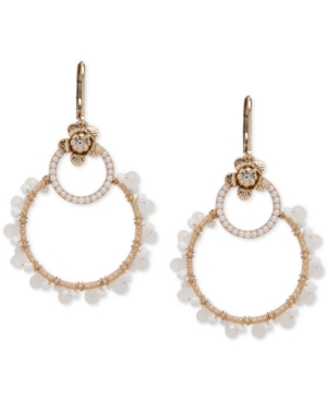 image of lonna & lilly Gold-Tone Pave Flower & Bead Open Drop Earrings