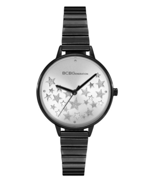 image of BCBGeneration Ladies 3 Hands Slim Black Stainless Steel Bracelet Watch, 34 mm Case