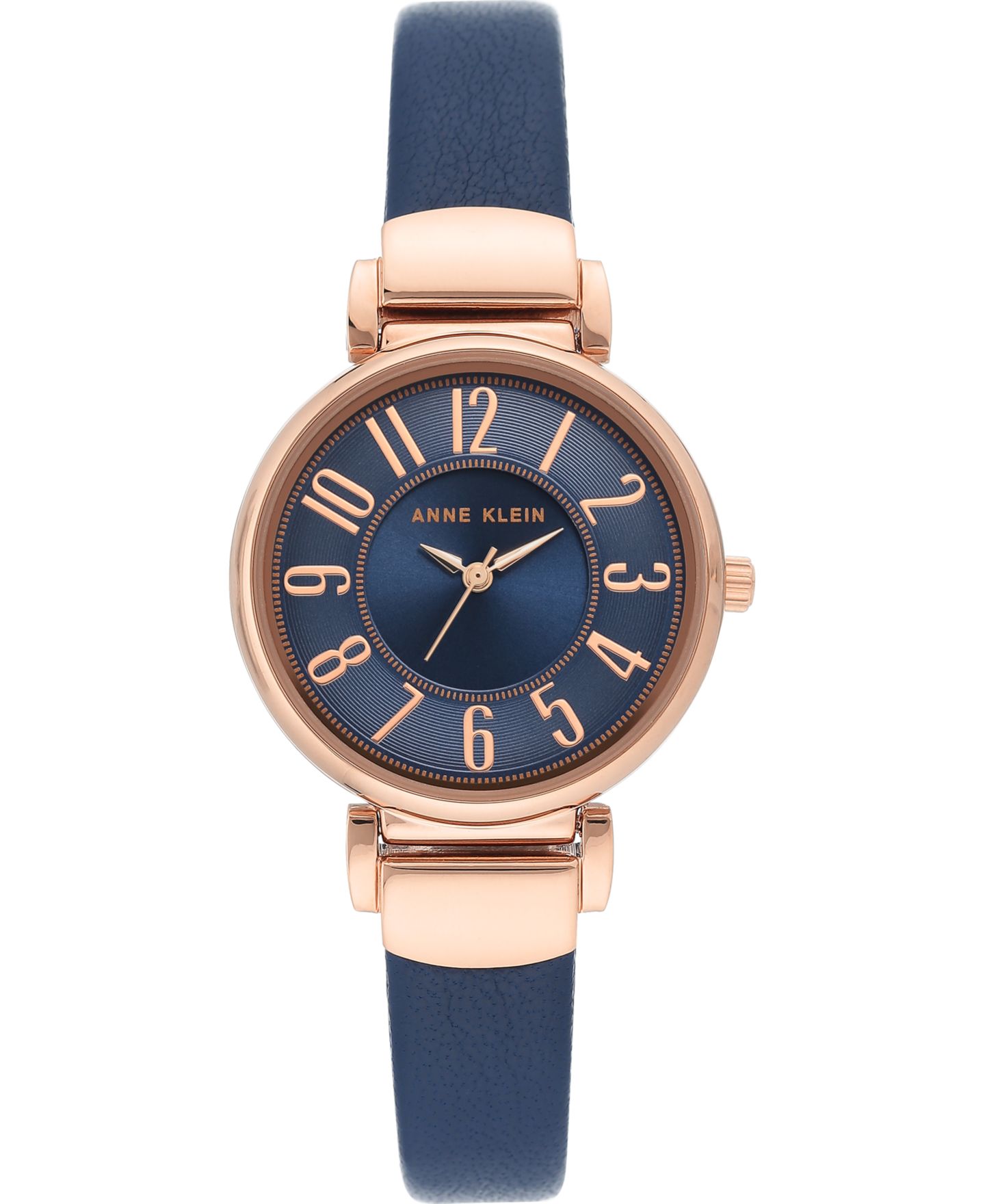 Женские часы Anne Klein Navy Blue Leather Strap Watch 30mm — фото 1