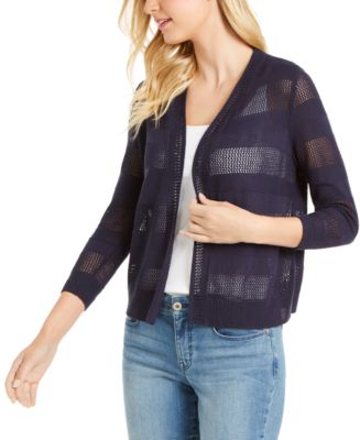 Charter Club Women's Pointelle-Knit Cardigan Yellow Size Large