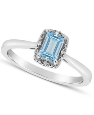 Gemstone and Diamond Accent Ring in Sterling Silver