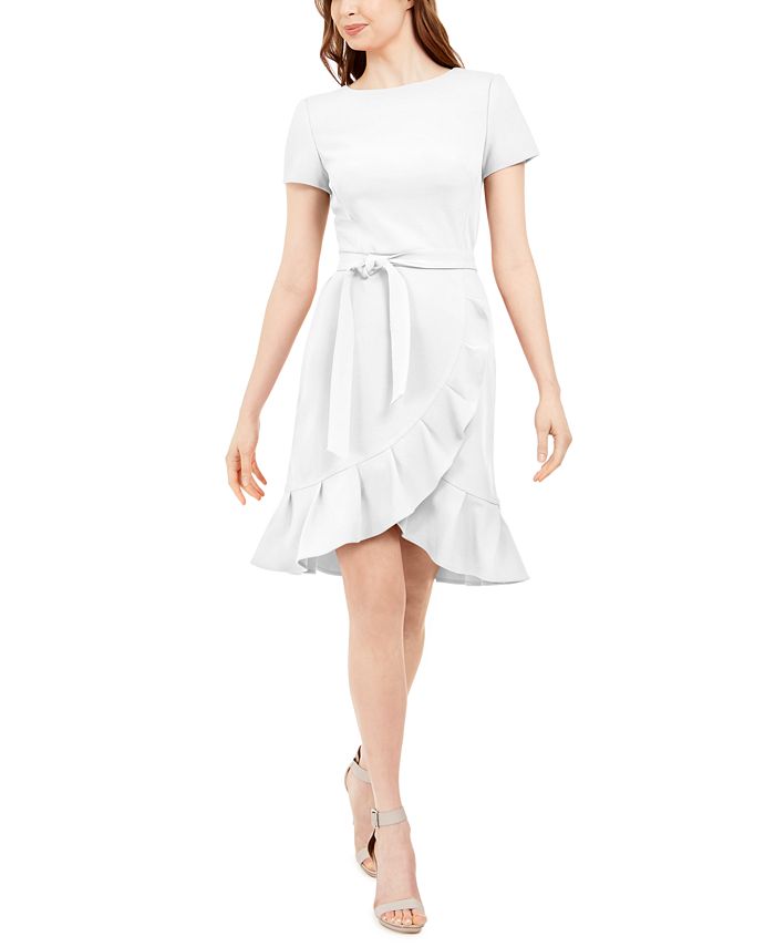 Calvin Klein Ruffled Tulip-Hem Crepe Dress & Reviews - Dresses - Women -  Macy's