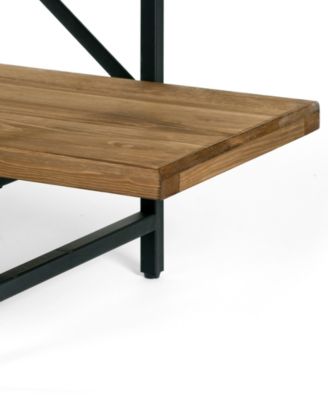 Ailis 56" Pine Wood Metal Frame Etagere Three Wide Shelf Bookcase Media Center