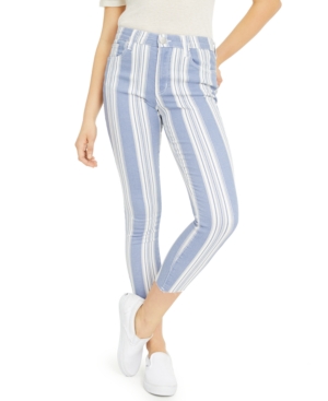 image of Greene St. Denim Striped Cropped Skinny Jeans